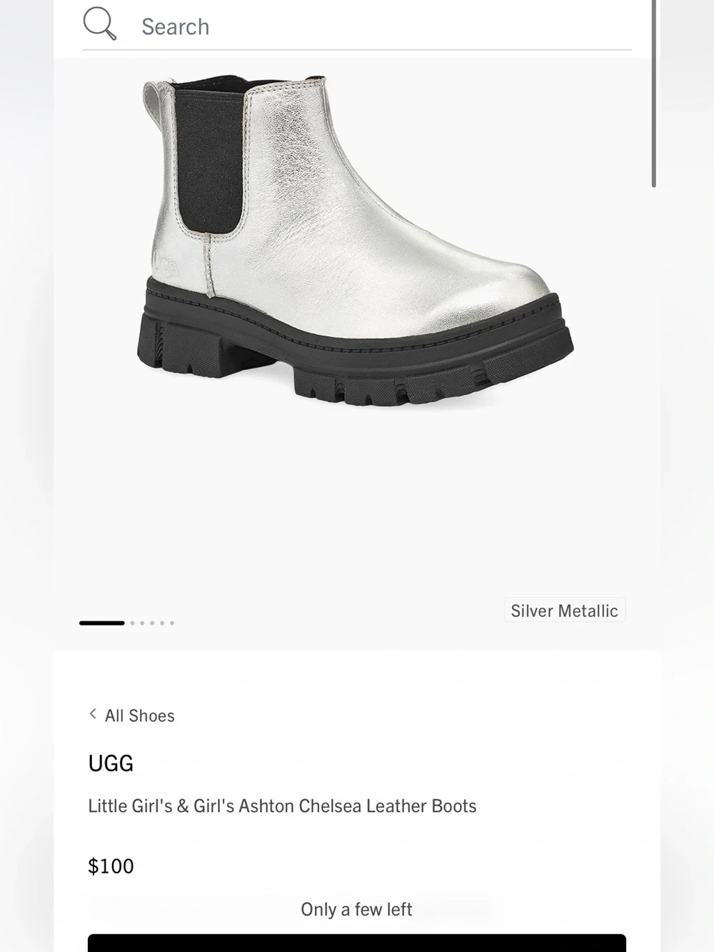 UGG Little Girls' Ashton Chelsea Boots Silver Metallic